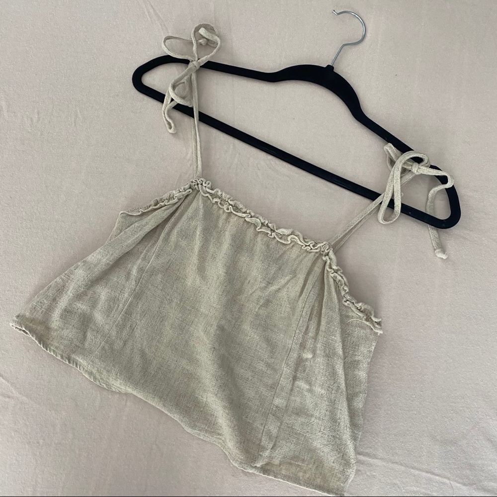 Pacsun Cream Tie Strap Ruffle Crop Top Tank